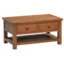 Dorset Rustic Oak Coffee Table with 2 Drawers