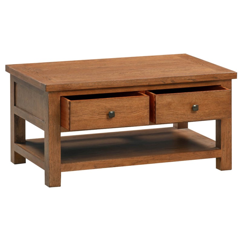 Dorset Rustic Oak Coffee Table with 2 Drawers