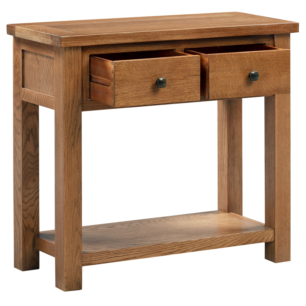 Dorset Rustic Oak Console Table with 2 Drawers