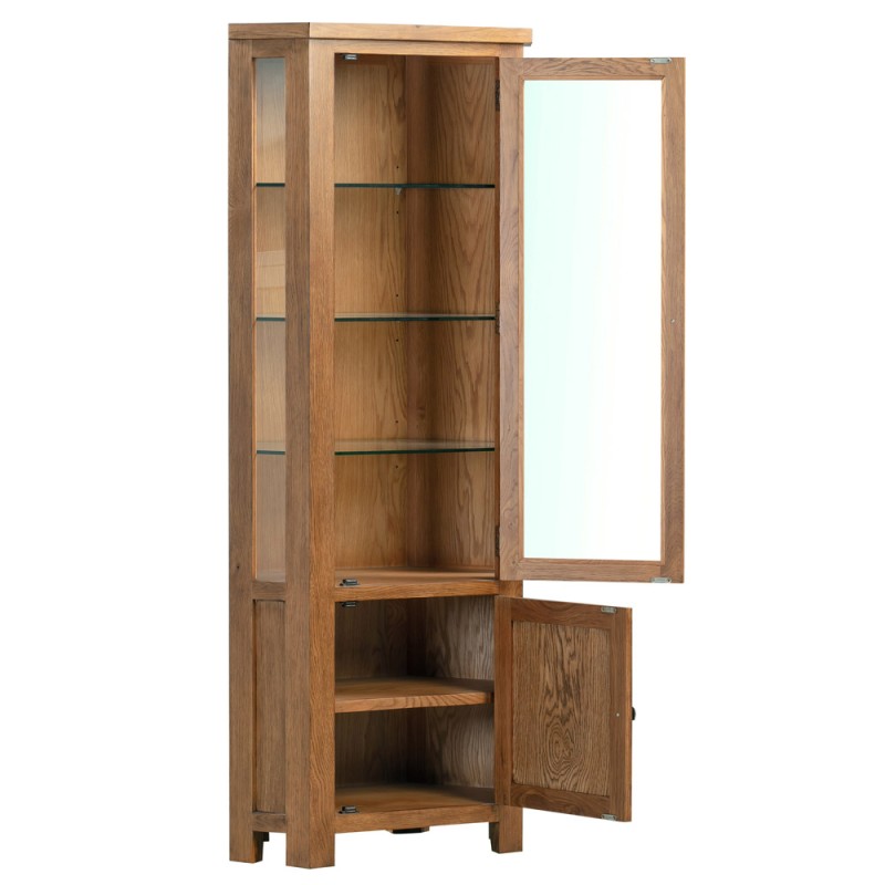 Dorset Rustic Oak Glazed Corner Display Cabinet
