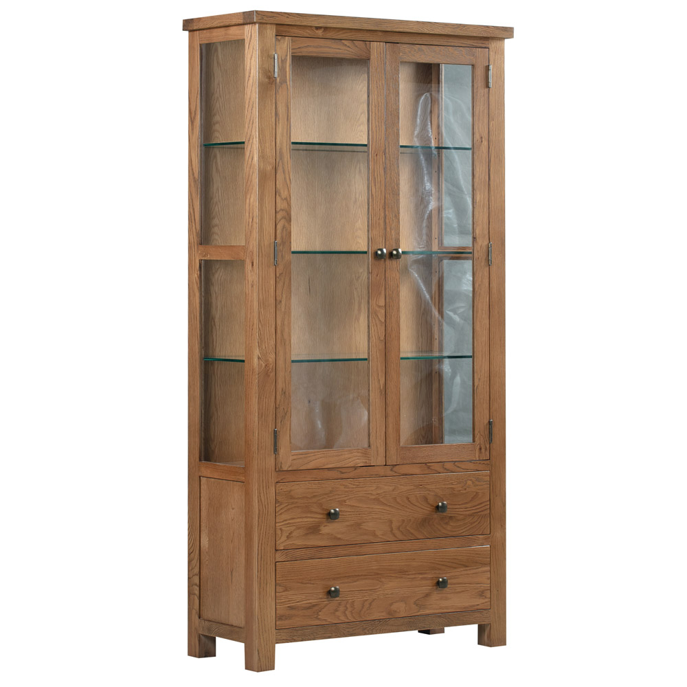 Dorset Rustic Oak Glazed Display Cabinet 