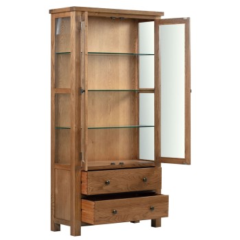 Dorset Rustic Oak Glazed Display Cabinet 