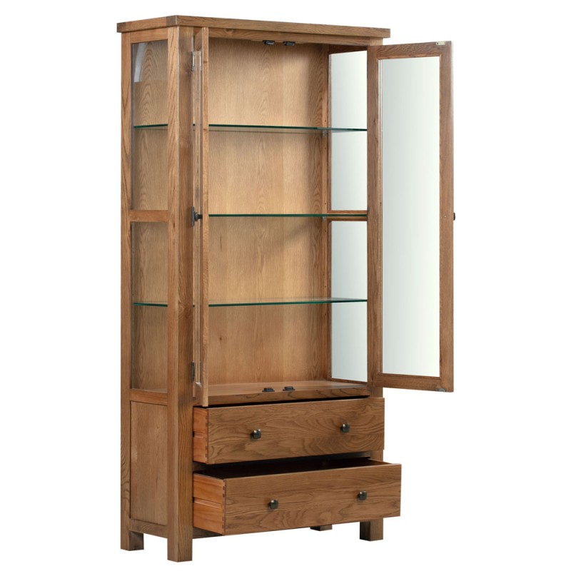 Dorset Rustic Oak Glazed Display Cabinet 