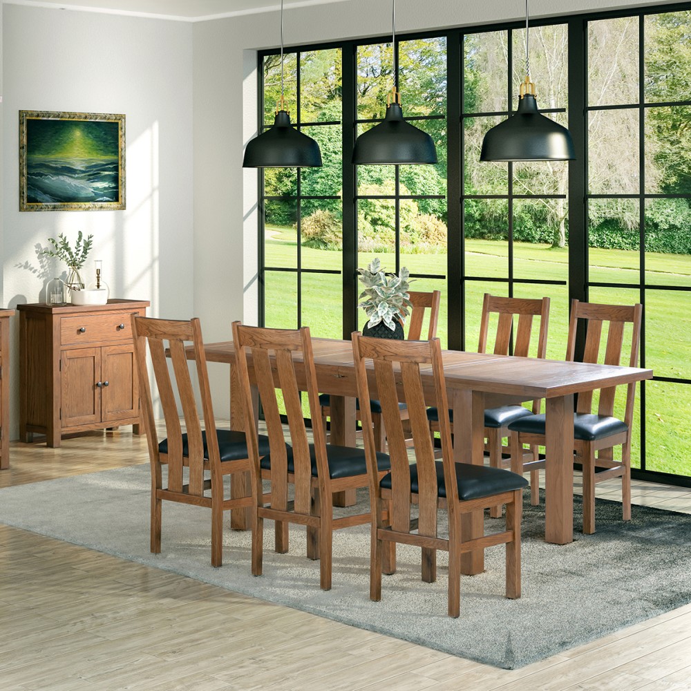 Dorset Rustic Oak 120cm Extending Dining Table 
