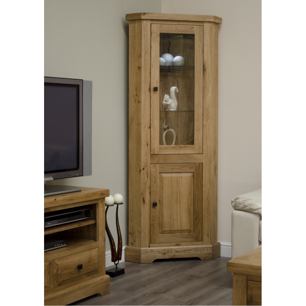Deluxe Oak Corner Display Unit