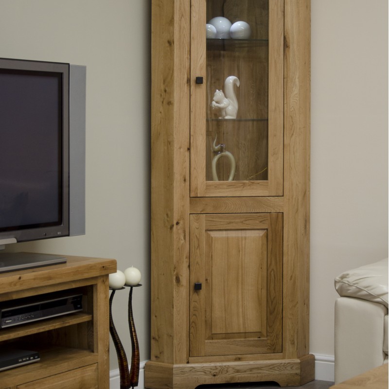 Deluxe Oak Corner Display Unit