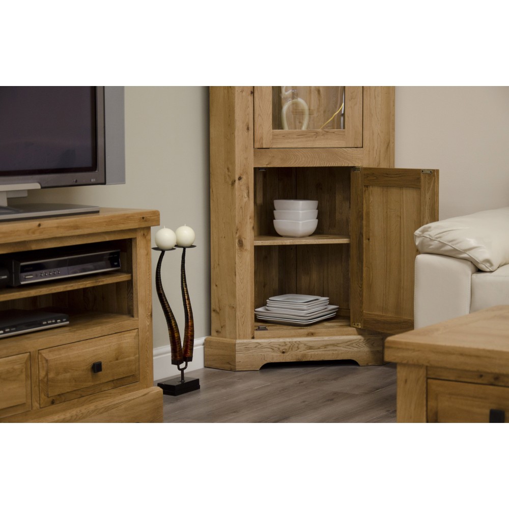 Deluxe Oak Corner Display Unit