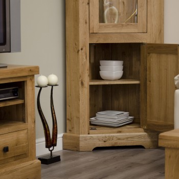 Deluxe Oak Corner Display Unit
