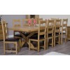 Deluxe Oak X Leg Twin Leaf  Extendable Dining Table