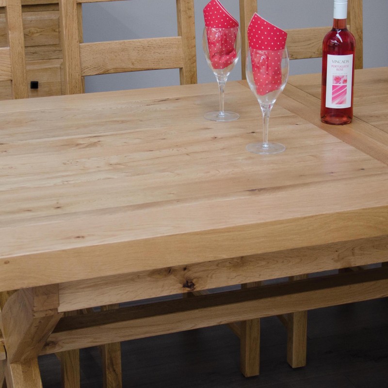 Deluxe Oak X Leg Twin Leaf  Extendable Dining Table
