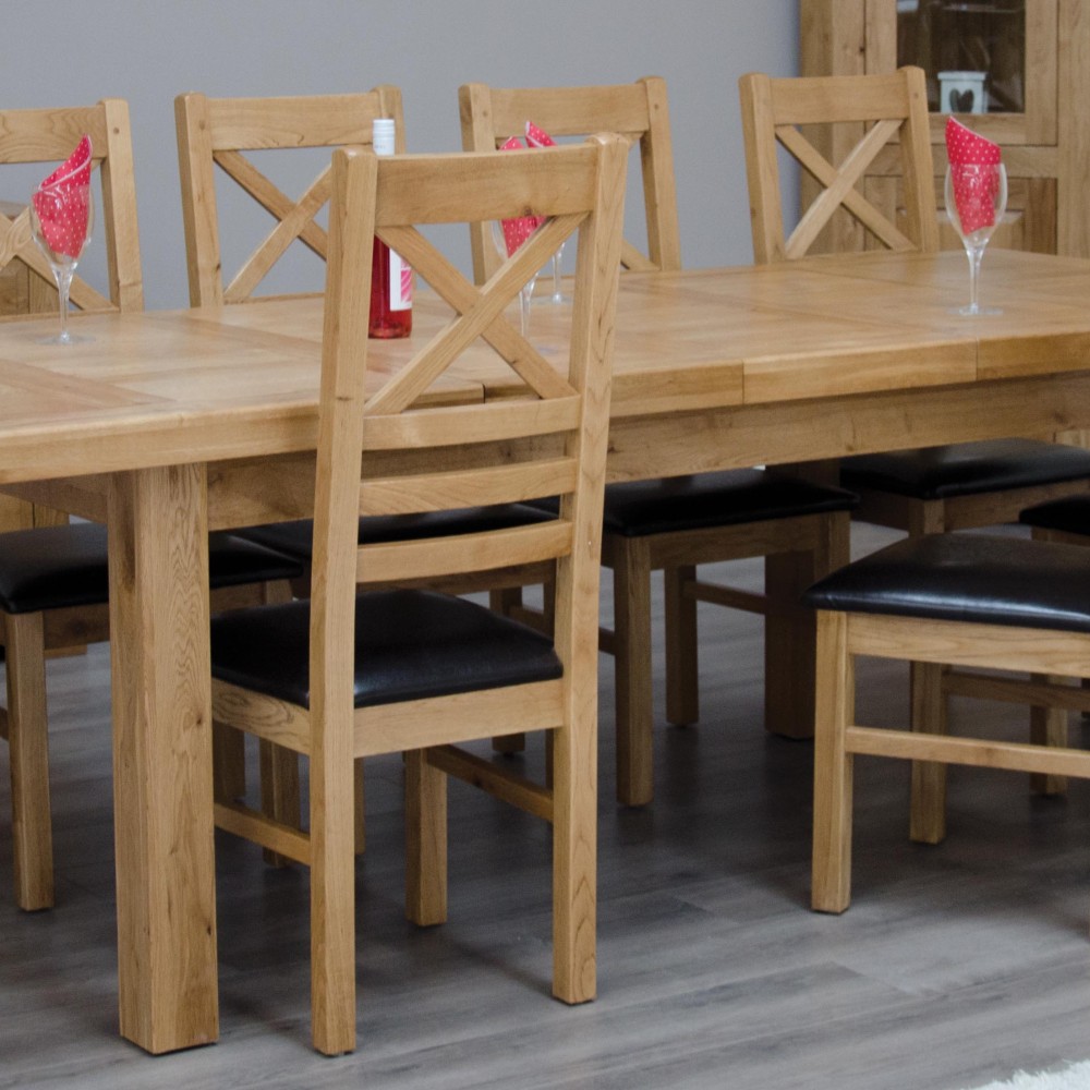 Deluxe Oak Large 1800 Twin Leaf Extending Dining Table