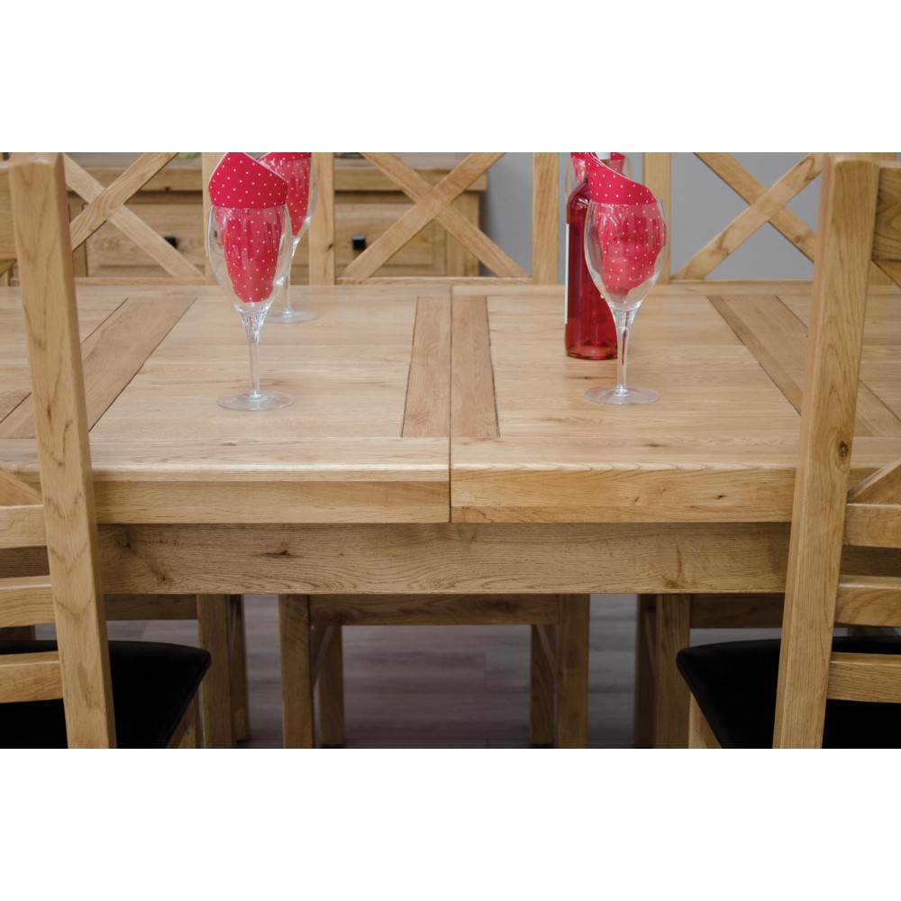 Deluxe Oak Large 1800 Twin Leaf Extending Dining Table