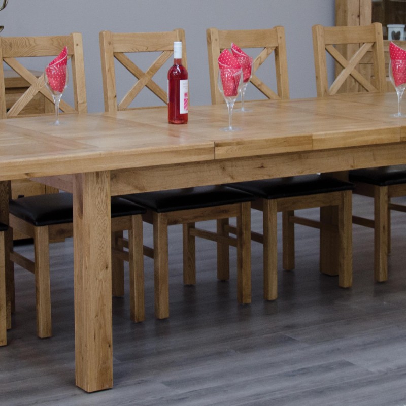 Deluxe Oak Large 1800 Twin Leaf Extending Dining Table