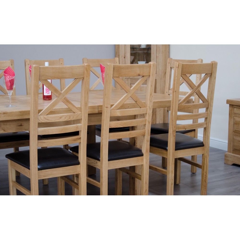 Deluxe Oak Large 1800 Twin Leaf Extending Dining Table