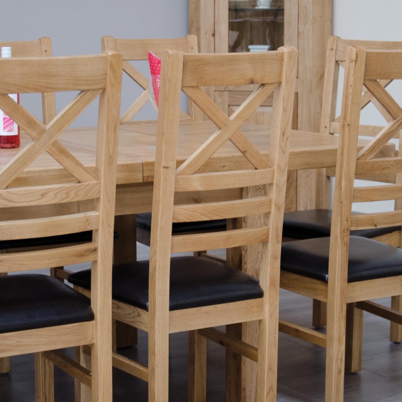 Deluxe Oak Large 1800 Twin Leaf Extending Dining Table