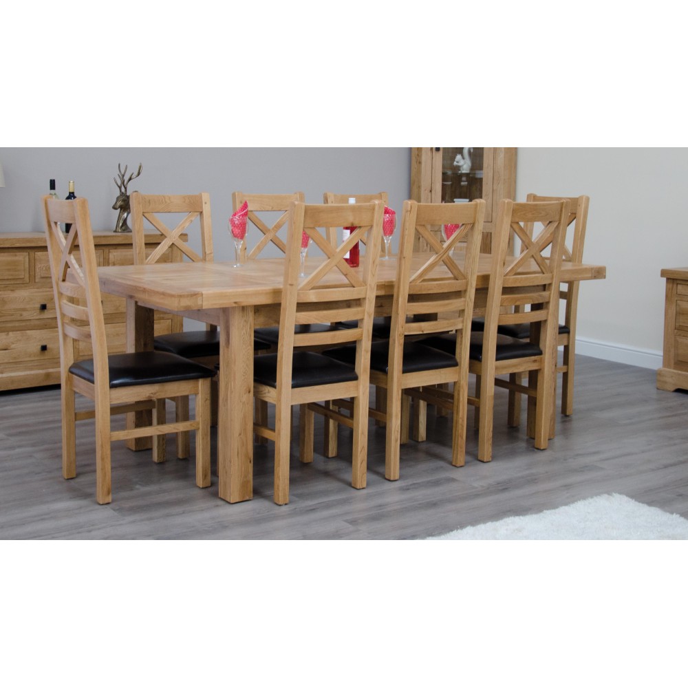 Deluxe Oak Large 1800 Twin Leaf Extending Dining Table