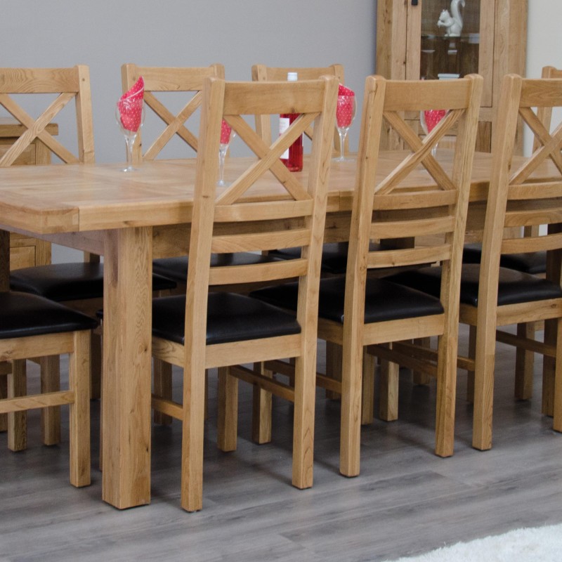 Deluxe Oak Large 1800 Twin Leaf Extending Dining Table