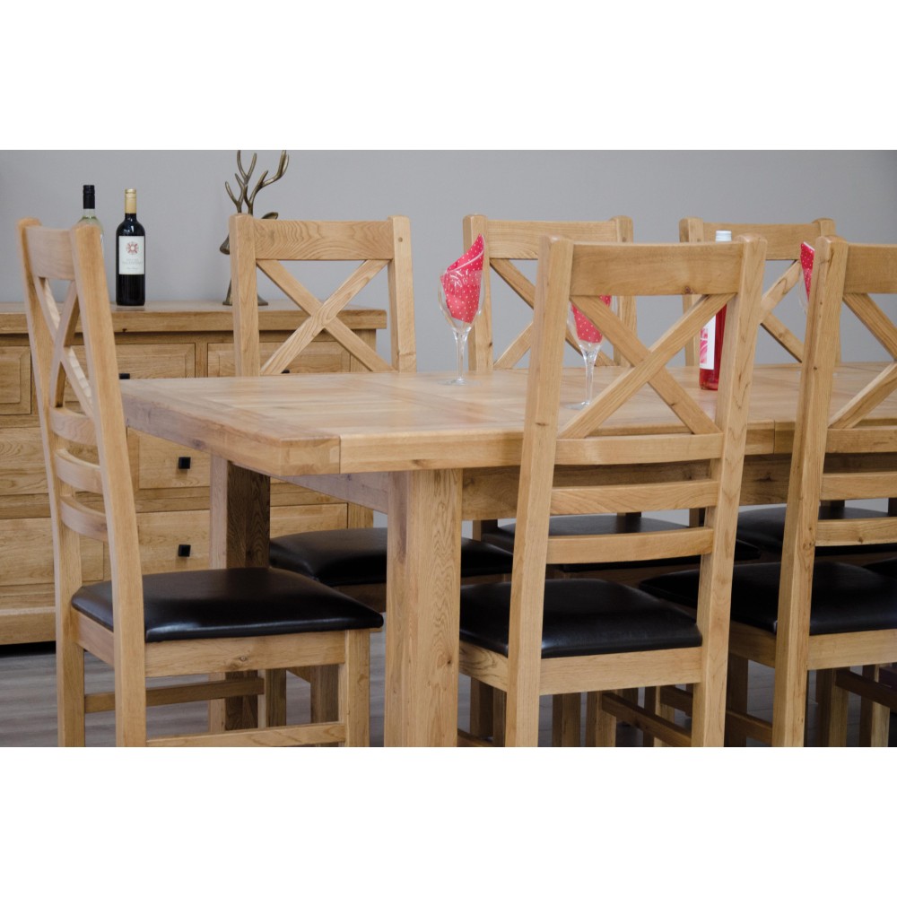 Deluxe Oak Large 1800 Twin Leaf Extending Dining Table