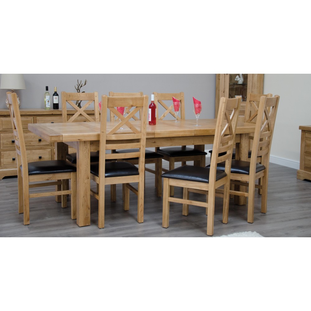 Deluxe Oak Large 1800 Twin Leaf Extending Dining Table