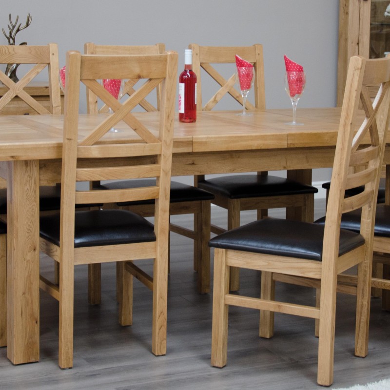 Deluxe Oak Large 1800 Twin Leaf Extending Dining Table