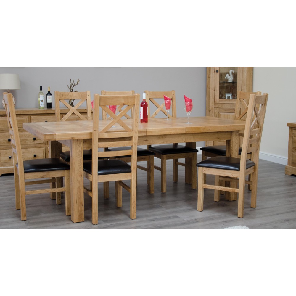 Deluxe Oak Large 1800 Twin Leaf Extending Dining Table