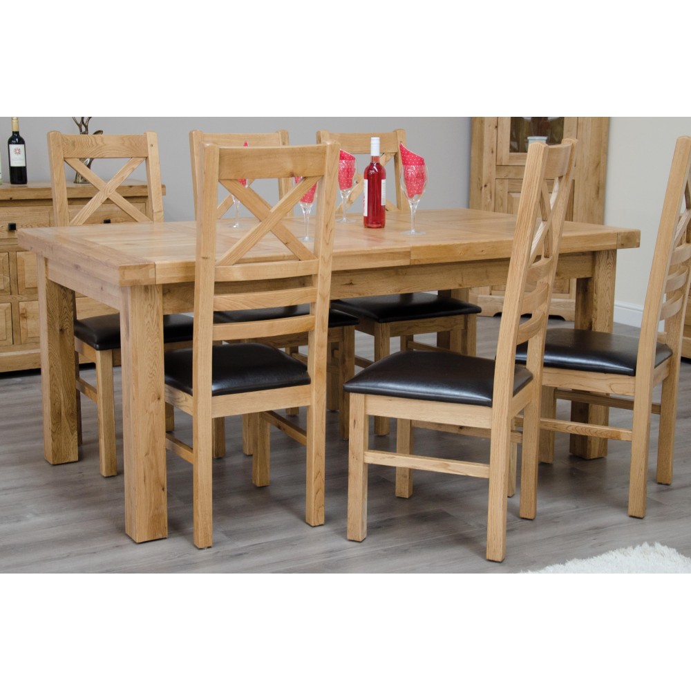 Deluxe Oak Large 1800 Twin Leaf Extending Dining Table