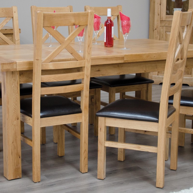 Deluxe Oak Large 1800 Twin Leaf Extending Dining Table