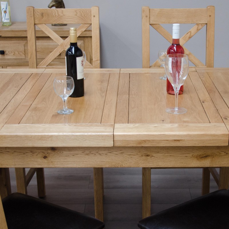 Deluxe Oak Medium 1500 Twin Leaf Extending Dining Table