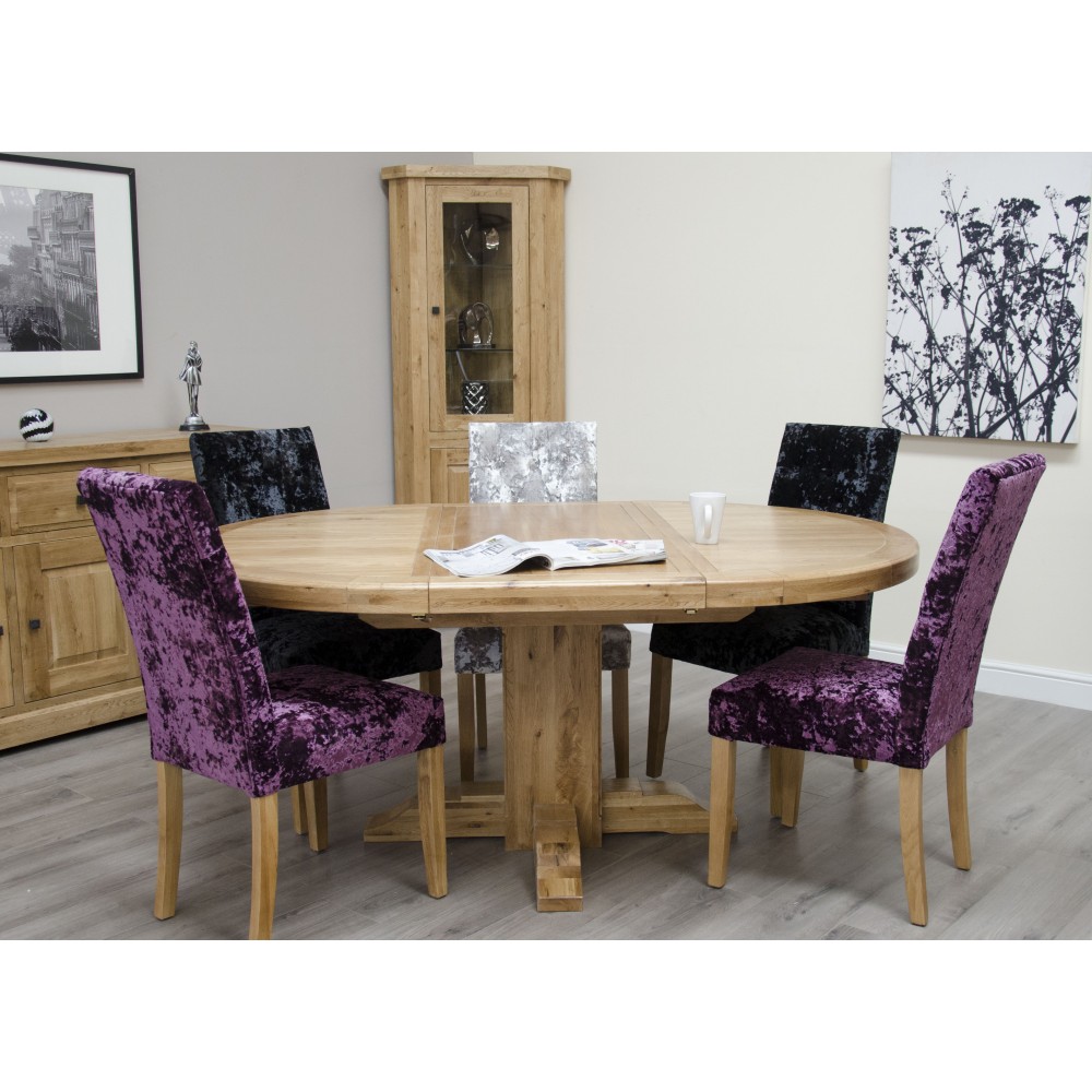 Deluxe Oak Round Extending Dining Table