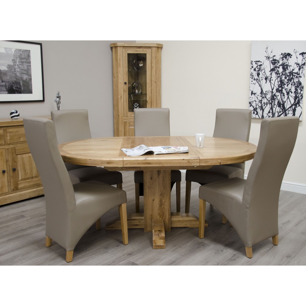 Deluxe Oak Round Extending Dining Table