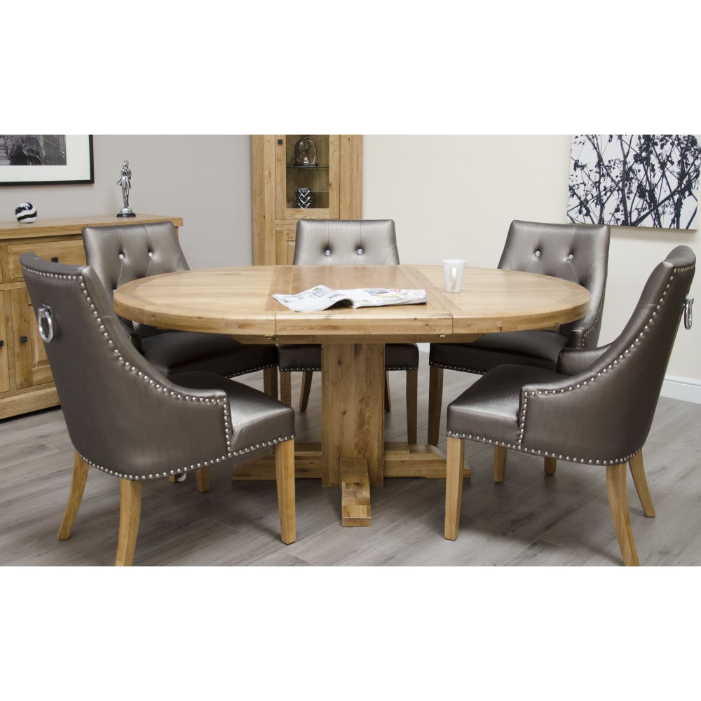 Deluxe Oak Round Extending Dining Table