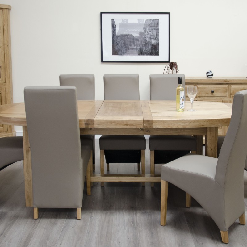 Deluxe Oak Super Oval Extending Dining Table