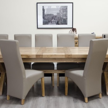 Deluxe Oak Super X Leg Extending Dining Table