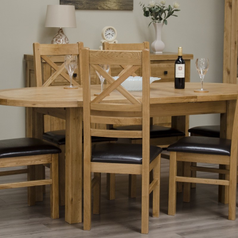 Deluxe Oak Oval Extending Dining Table