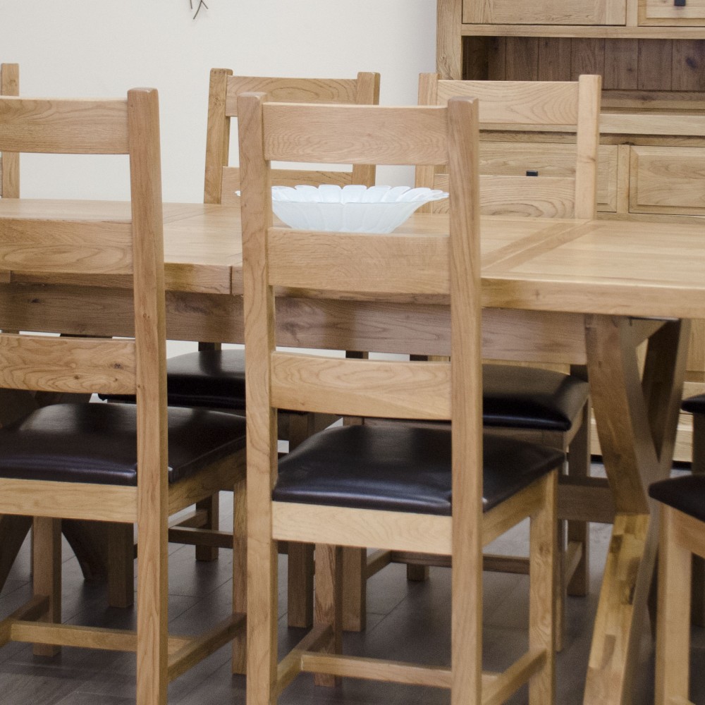 Deluxe Oak X Leg Oval Extending Dining Table