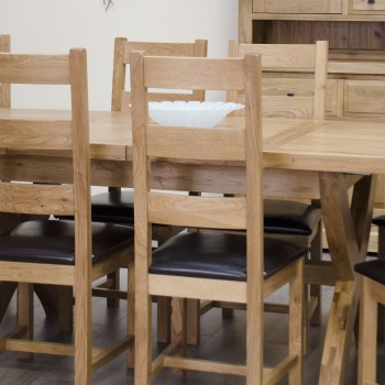 Deluxe Oak X Leg Oval Extending Dining Table