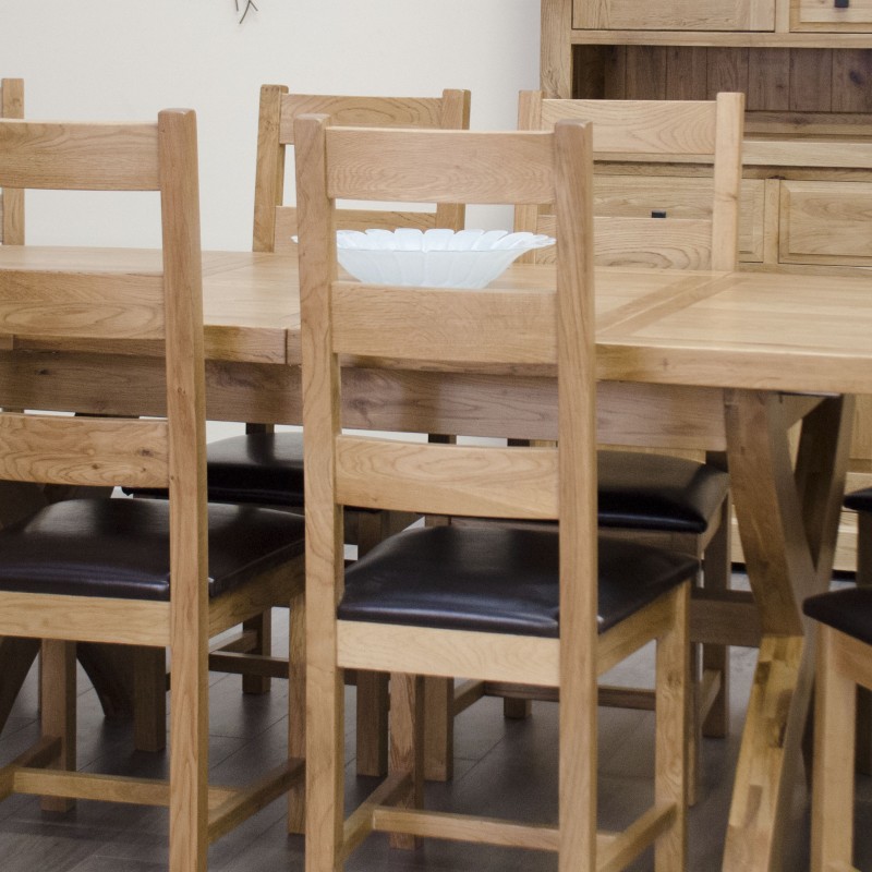 Deluxe Oak X Leg Oval Extending Dining Table