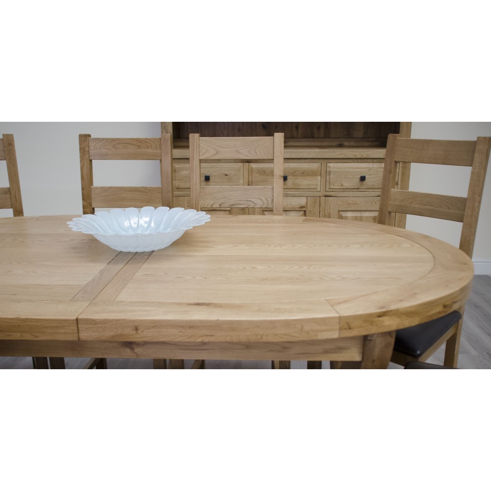 Deluxe Oak X Leg Oval Extending Dining Table