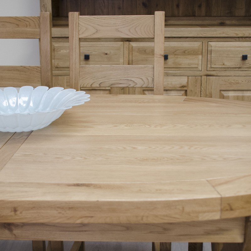 Deluxe Oak X Leg Oval Extending Dining Table