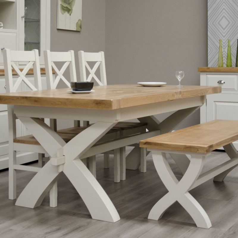 Deluxe Painted X-Leg Extending Dining Table & Chairs Set