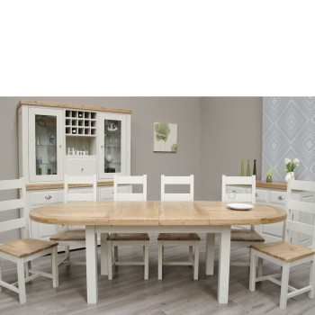 Deluxe Painted Oval Extending Dining Table and Chairs Set