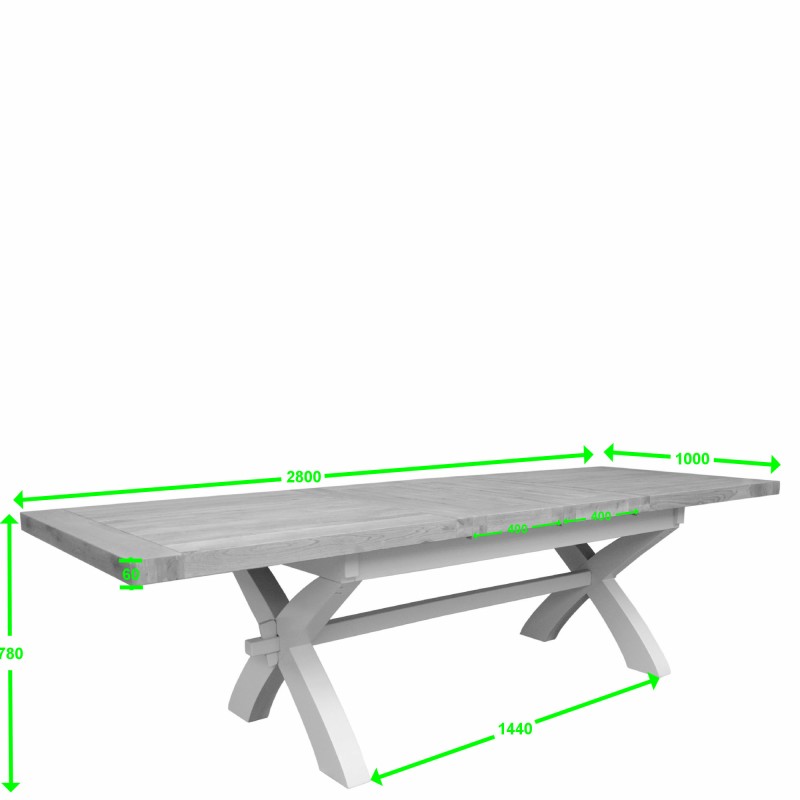 Deluxe Painted X-Leg Extending Dining Table