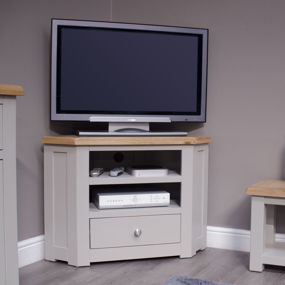 Diamond Grey Painted Corner TV Cabinet