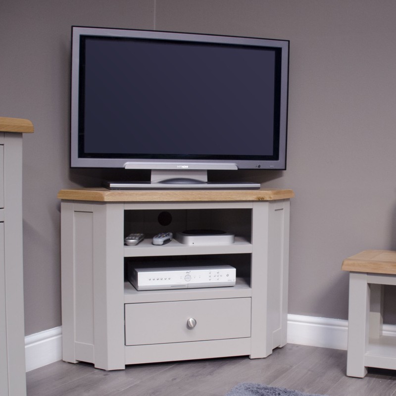 Diamond Grey Painted Corner TV Cabinet