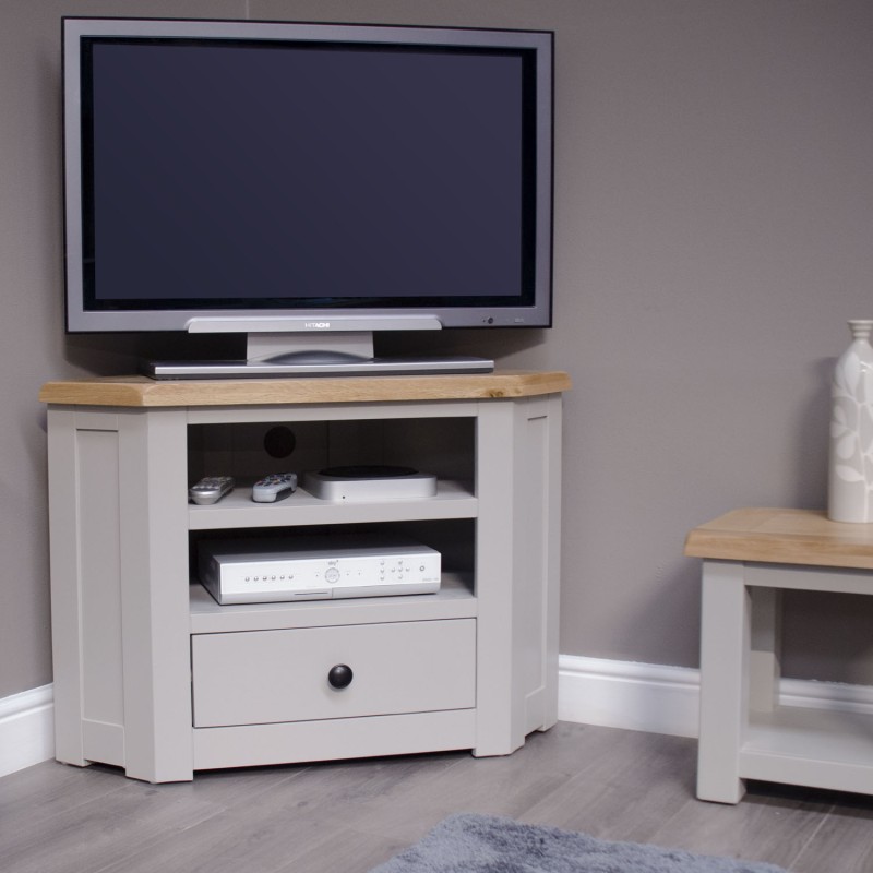 Diamond Grey Painted Corner TV Cabinet