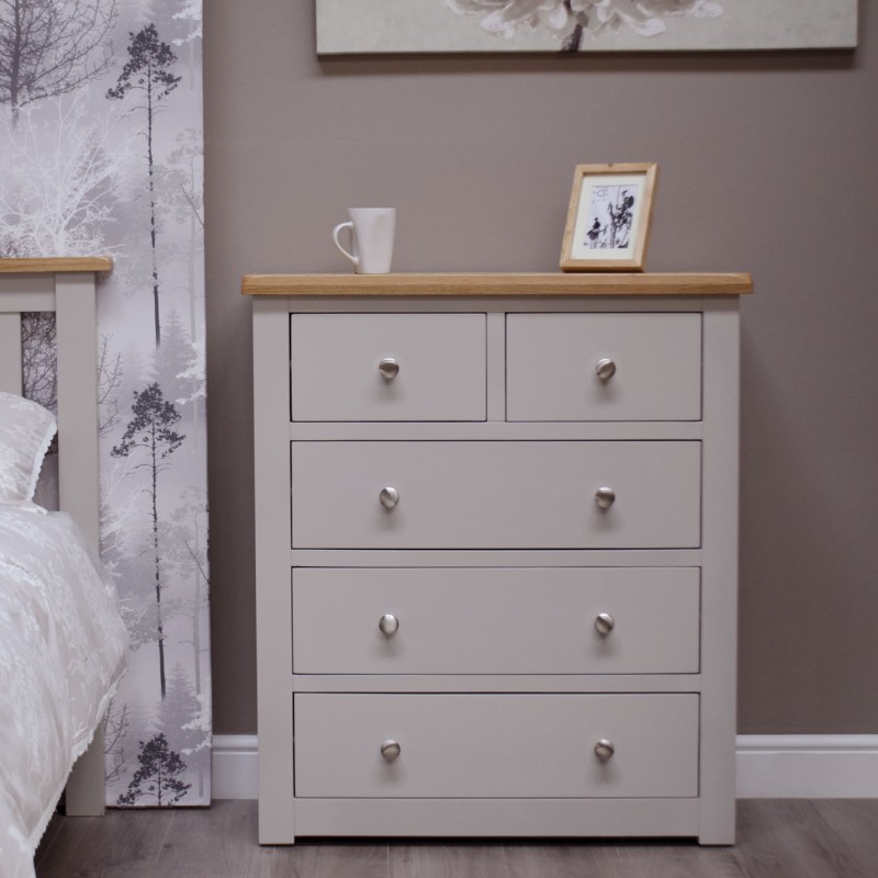 Diamond Grey Painted 2 over 3 Chest of Drawers