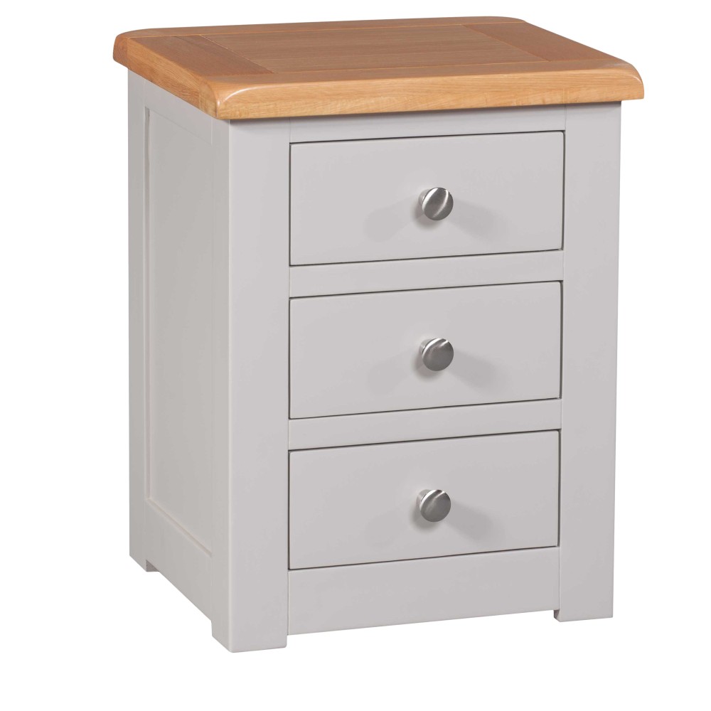 Diamond Grey Painted 3 Drawer Bedside Chest