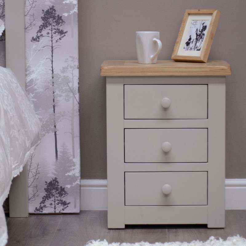 Diamond Grey Painted 3 Drawer Bedside Chest