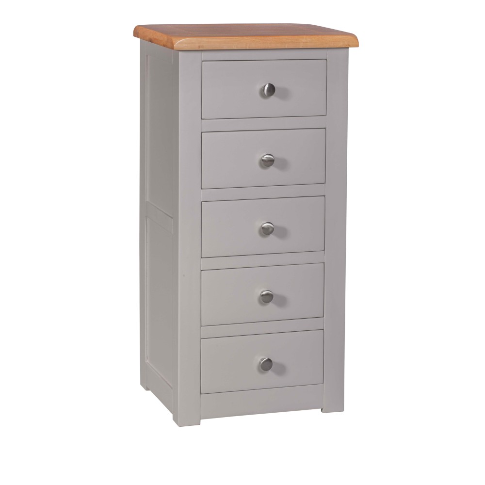 Diamond Grey Painted 5 Drawer Tallboy Chest of Drawers