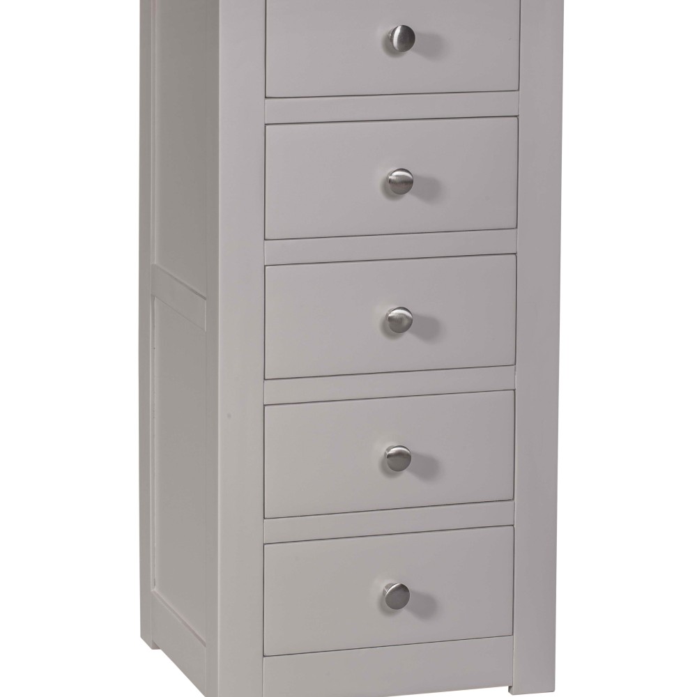Diamond Grey Painted 5 Drawer Tallboy Chest of Drawers